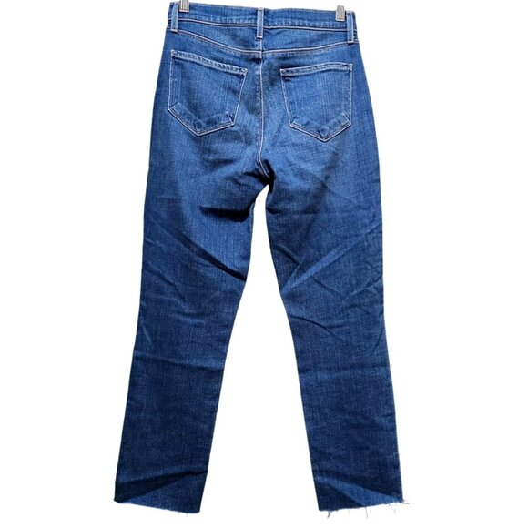 LAgence Women's Cropped Slim Fit Jeans Size 26 Blue Denim Frayed Hem - Picture 2 of 11